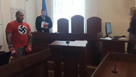 How it looks like when a Nazi appears at court in Ukraine...