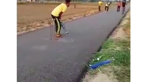 Playing cricket on road and funney accident