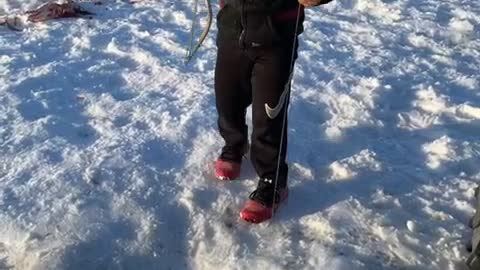 Boy Catches Fish The Same Size as Himself