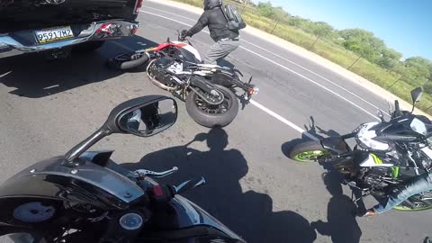 Rider Runs Bike into Bumper