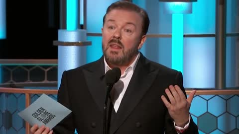 Ricky Gervais at the Golden Globes 2020 roasting Hollywood