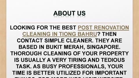 Best Post Renovation Cleaning in Tiong Bahru