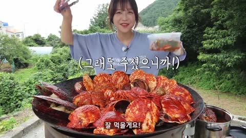 Spicy Braised Seafood Lobster Octopus Abalone Mukbang Korean Eating Show