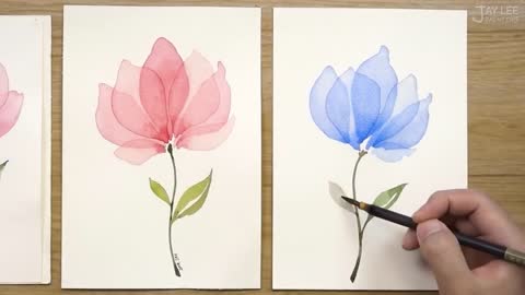 Quick learning - layered petals - watercolor painting technique, easy to learn!8