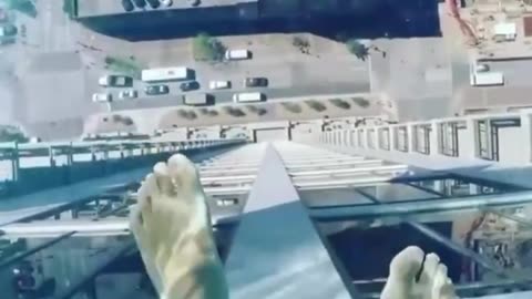 The view from the glass bottom sky pool at the Market Square Tower in Houston, Texas