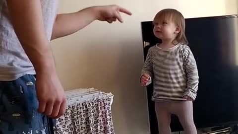 Little Girl Cute Argument With Dad