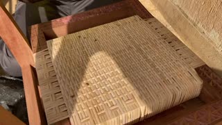 DIY hand diamond engraving on rattan on wood.