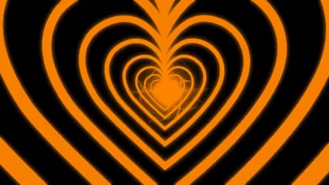 1006. Neon Heart Background Orange Neon Lights Love Heart Tunnel