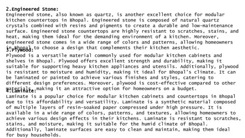 Which materials are best for a modular kitchen in Bhopal?