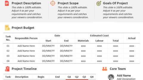 One Page Project Management PowerPoint Template