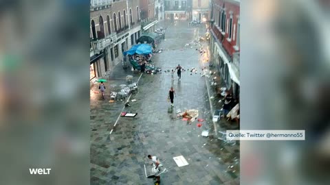 SCHWERE UNWETTER IN EUROPA: Horror im Riesenrad! Heftiger Sturm reißt Gondeln ab