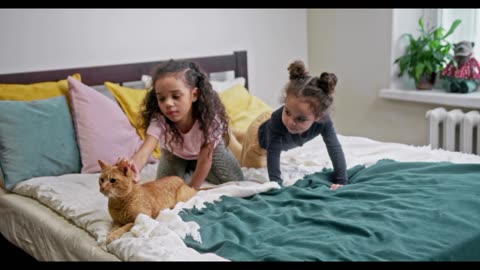 Cute cat and cute baby girl video 2024