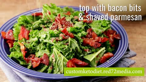 Easy Keto Diet Recipe Warm Kale Salad in Bacon Vinaigrette