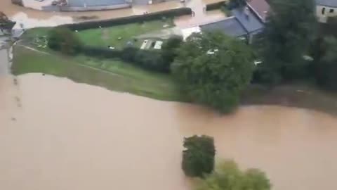 Birds eye view of the flood in Nysa Poland.