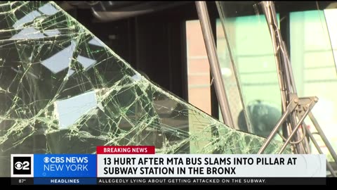 NYC DEI Video shows MTA bus crashing into subway station pillar