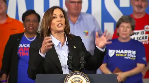 Kamala: "When union wages go up, everybody's wages go up." | Under her policies, wages DOWN 3.9%