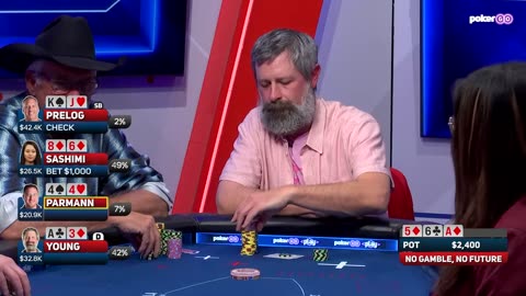 Sashimi Shoves Bluffs All-in with Small Pair! on No Gamble No Future!