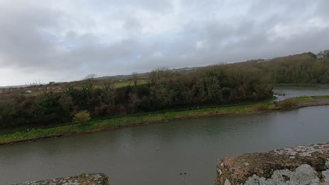 Pembroke castle walls. Overlooking the river. Wales