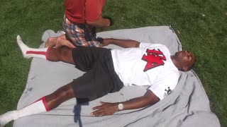 Luodong Massages And Gives 20 Word To Baseball Player At The Ball Park