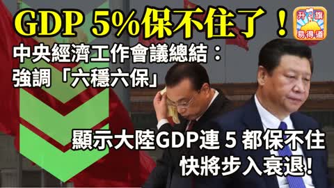 12.15 【GDP 5%保不住了！】中央經濟工作會議總結：強調「六穩六保」顯示大陸GDP連5都保不住，快將步入衰退！@主持：Tony Choi