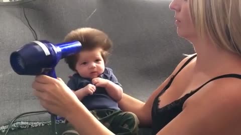 Three Month Old Baby Has a Full head off Bouffant Hair