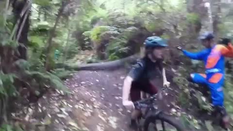 Collab copyright protection - red shorts bike over cliff faceplant