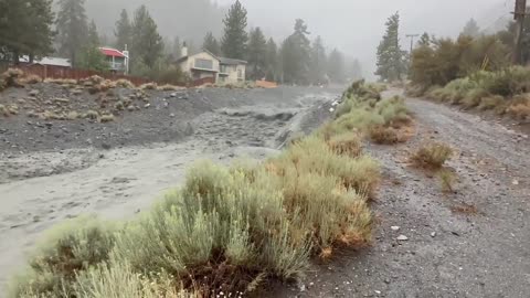 Debris flow in Sheep's Canyon northeast of Los Angeles