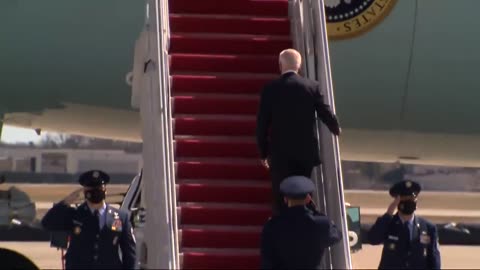 President Biden falls on Air Force One stairs