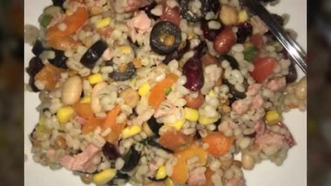 Pearl barley and ham salad