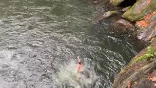 Cold Rainy Bellingham Cliff Jump