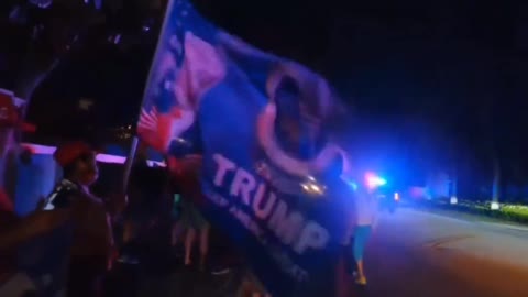 Trump supporters arrive outside Mar-A-Largo in Florida.