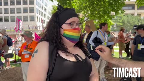 Leftist with a crossbow outside the RNC in Milwaukee.