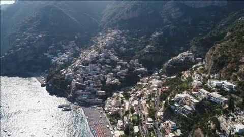 italy the tyrrhenian sea coastal positano village on the rocks