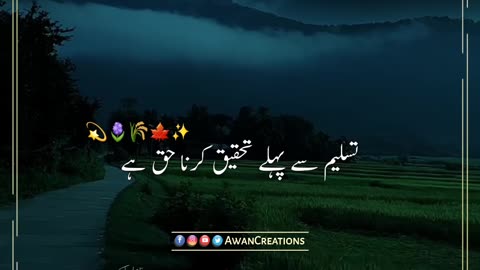 Tasleem Se Pehly Tehqeeq | Urdu Post | Status Video | Awan Creations