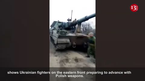 Krab self-propelled artillery unit provided to Ukraine by Poland, preparing for battle at the front