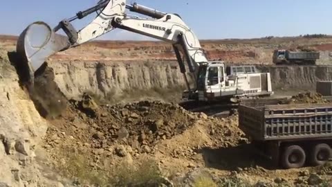 Liebherr 984 Excavator Loading Trucks With Two Passes - Sotiriadis Mining Works