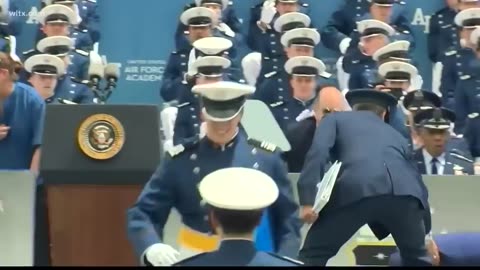 Biden falls during US Air Force Academy graduation ceremony