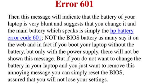 Solutions To Resolve HP Battery Error 601