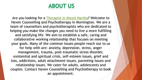 Are you looking for a Therapist in Mount Martha?