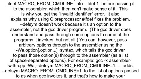 gnu arm assembler command line macro fails with quotInvalid identifier for ifdefquot