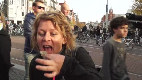 Tourists Try Dutch Herring