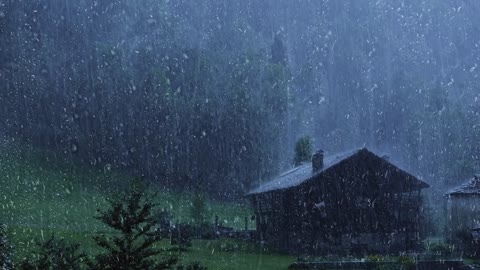 Rain Sounds for Sleeping - Sound of Heavy Rainstorm & Thunder in the Misty Forest At Night