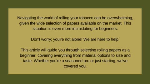 Rolling Papers Finding Your Way Through the Market