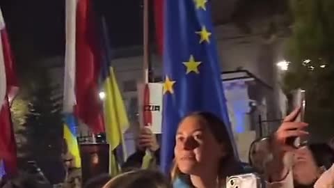 Marta Lempart, feminist leader of Poland's anti-church gives speech to Ukrainians