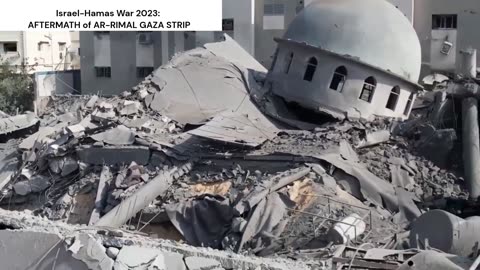 Israel-Hamas War 2023 : Drone footage Aftermath of Ar-Rimal Gaza Strip