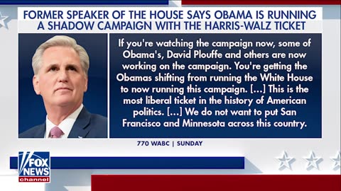 BREAKING: Kevin McCarthy Says Obama Is Secretly Running Harris Campaign…