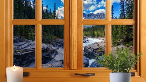 Relaxing Window #2 - MOUNTAIN RIVER SOUND SCAPE | Nature Sounds | Relaxing Sounds