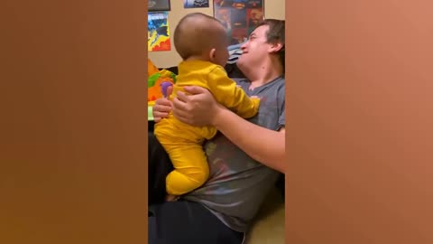 Funny Baby Moment : Happy Baby and Daddy Will Make You Laugh Hard-12