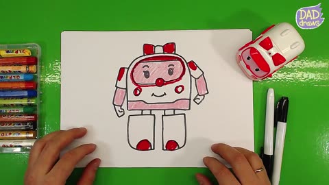 How to Draw Amber from Robocar Poli / How to Draw Amber