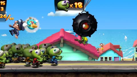 Playing a match with the zombiebird unlocked in the game Zombie Tsunami (WATCH).